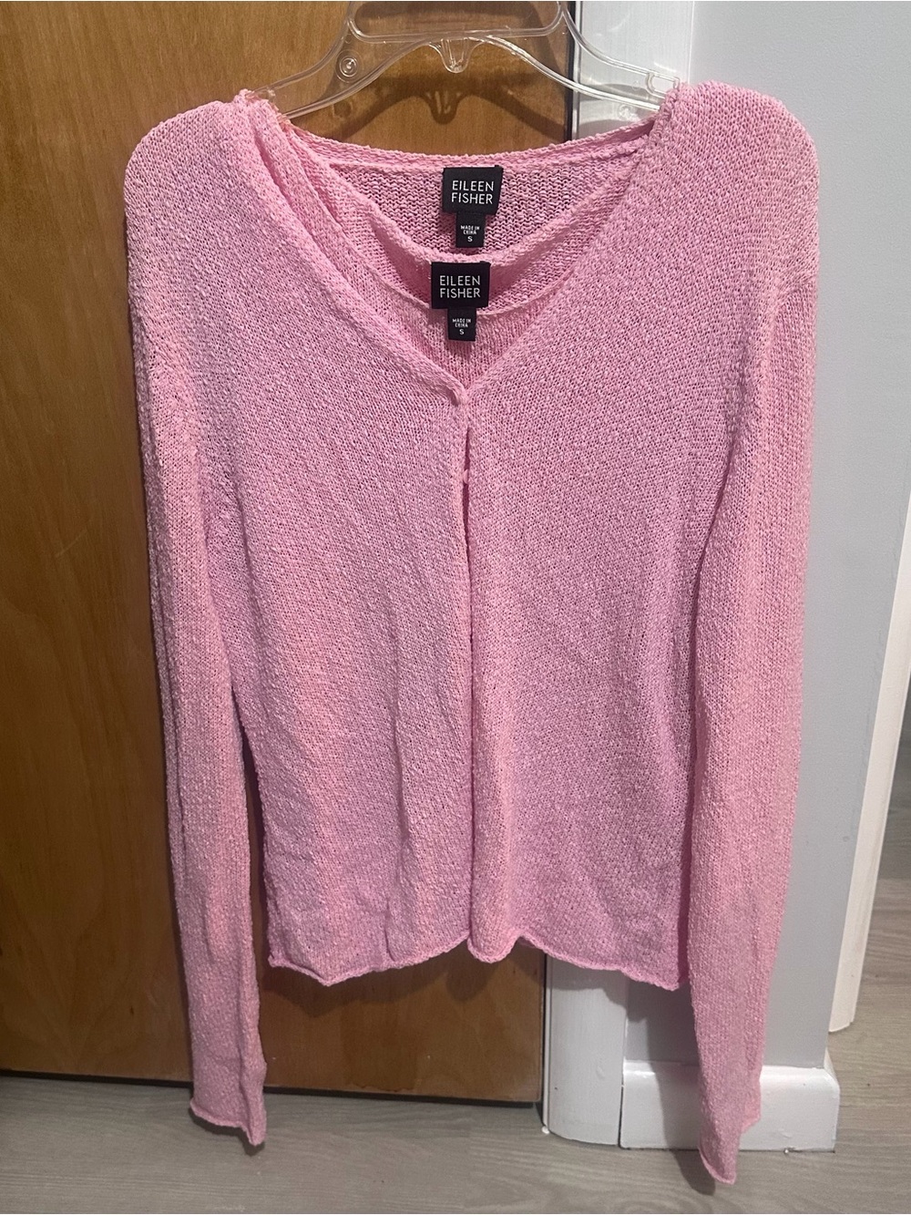 Eileen Fisher Pink Textured knit sleeveless shell tank top and button cardigan